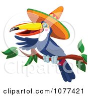 Poster, Art Print Of Toucan Wearing A Sombrero And Pointing On A Branch