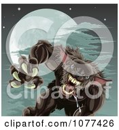 Vicious Werewolf Attacking Under A Full Moon