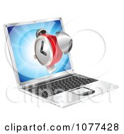 Clipart 3d Alarm Clock Floating Over A Laptop Computer Royalty Free Vector Illustration by AtStockIllustration