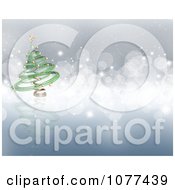 Clipart 3d Green Spiral Christmas Tree Over Blue Sparkles Royalty Free CGI Illustration