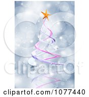 3d Spiral Christmas Tree Over Blue Sparkles