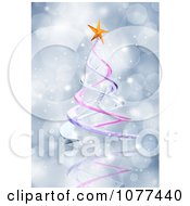 Clipart 3d Spiral Christmas Tree Over Blue Sparkles Royalty Free CGI Illustration