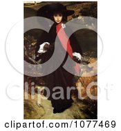 Poster, Art Print Of Painting Of A Woman In Black And Red Walking Outdoors May Sartoris By Frederic Lord Leighton