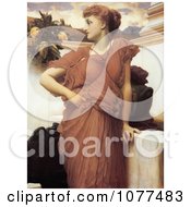 Painting Of A Woman Looking Over Her Shoulder At The Fountain By Frederic Lord Leighton