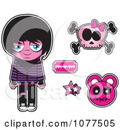 Clipart Sad Emo Kid With A Skull And Design Elements Royalty Free Vector Illustration