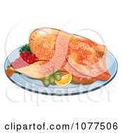 Clipart Roasted Thanksgiving Turkey On A Platter With Fruit Royalty Free Vector Illustration by Vitmary Rodriguez