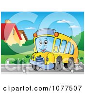 Poster, Art Print Of Cheerful School Bus Character On A Road