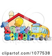 Poster, Art Print Of Back To School Greeting With A Building And Bus