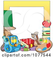 Clipart Yellow Frame With School Supplies 2 Royalty Free Vector Illustration