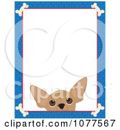 Poster, Art Print Of Blue Dog Bone Border And A Chihuahua Face With White Copy Space