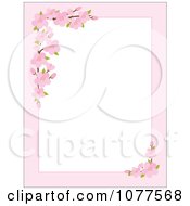 Poster, Art Print Of Pink Apple Blossom Border Around White Copyspace