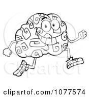 Poster, Art Print Of Outlined Brain Character Jogging