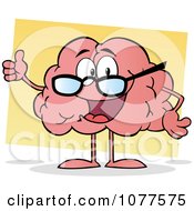 Poster, Art Print Of Pink Brain Wearing Glasses And Holding A Thumb Up