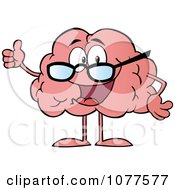 Poster, Art Print Of Brain Character Wearing Glasses And Holding A Thumb Up