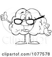 Poster, Art Print Of Outlined Brain Character Wearing Glasses And Holding A Thumb Up
