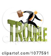Orange Faceless Businessman Leaping Over Trouble