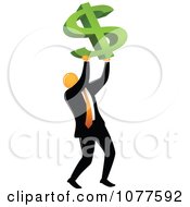 Orange Faceless Businessman Holding Up A Dollar Symbol