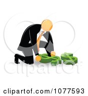 Poster, Art Print Of Orange Faceless Businessman Picking Up A Dollar Symbol