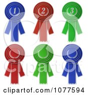 Poster, Art Print Of 3d Blue Red And Green Rosette Award Ribbons