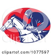 Blue White And Red Racing Jockey Logo