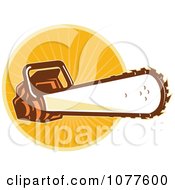 Clipart Chainsaw Over An Orange Burst Royalty Free Vector Illustration