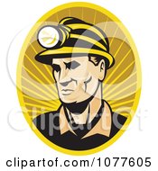 Poster, Art Print Of Miner Wearing A Helmet And Lamp Logo