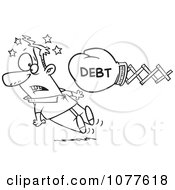 Clipart Outlined Debt Boxing Glove Knocking Out A Man Royalty Free Vector Illustration by toonaday