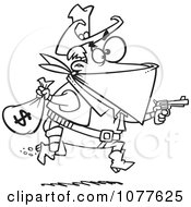 Poster, Art Print Of Outlined Black Bart Outlaw Stealing Money