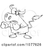 Clipart Outlined Bullfighter Bull Boxer Royalty Free Vector Illustration