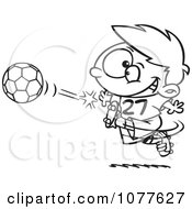 Poster, Art Print Of Outlined Boy Kicking A Soccer Ball