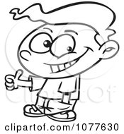 Clipart Outlined Thumbs Up Boy Royalty Free Vector Illustration