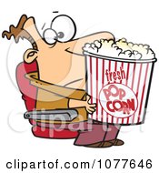 Movie Man Holding A Big Bucket Of Popcorn