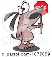 Clipart Stop Dog Holding A Sign Royalty Free Vector Illustration by toonaday