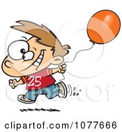 Poster, Art Print Of Birthday Boy Running With A Party Balloon