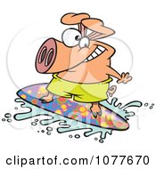 Poster, Art Print Of Surfer Pig Riding A Wave