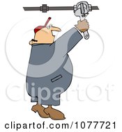 Clipart Plumber Turning On A Pipe Valve Royalty Free Vector Illustration by djart