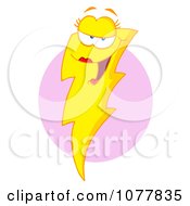Clipart Lady Lightning Bolt Over A Pink Oval Royalty Free Vector Illustration by Hit Toon