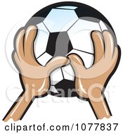 Poster, Art Print Of Hands Holding A Soccer Ball