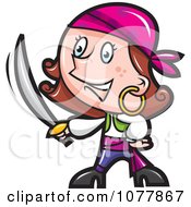 Clipart Girl Pirate With A Sword Royalty Free Vector Illustration