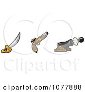 Clipart Pirate Sword Gun And Cannon Royalty Free Vector Illustration by jtoons #COLLC1077888-0139