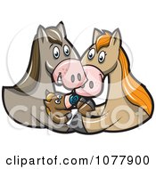 Clipart Horse Parents And Baby Foal Royalty Free Vector Illustration by jtoons #COLLC1077900-0139