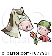 Poster, Art Print Of Boy Feeding A Horse A Carrot