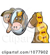 Clipart Horse Groomer Holding Up A Mirror For Her Pony Royalty Free Vector Illustration by jtoons #COLLC1077902-0139