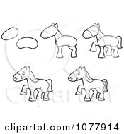 Clipart How To Draw A Horse Sketches Royalty Free Vector Illustration by jtoons #COLLC1077914-0139