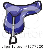 Clipart Blue Horse Saddle Royalty Free Vector Illustration