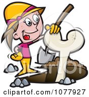 Clipart Female Archaeologist Resting Her Hand On An Excavated Bone Royalty Free Vector Illustration by jtoons #COLLC1077927-0139
