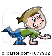 Clipart Boy Pretending To Be A Horse Royalty Free Vector Illustration