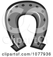 Clipart Silver Horse Shoe Royalty Free Vector Illustration by jtoons