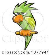 Clipart Perched Green Parrot Royalty Free Vector Illustration by jtoons #COLLC1077941-0139