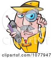 Clipart Spy Holding A Magnifying Glass And Shoe Phone Royalty Free Vector Illustration by jtoons #COLLC1077947-0139